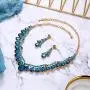 BriLove Wedding Bridal Jewelery Set for Women Teardrop Single-Row Rhinestone V-Shaped Necklace Dangle Earrings