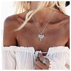 Aimimier African Choker Necklace Elephant Necklace Elephant Head Charm Pendant Necklace Beach Jewelry for Women and Girls