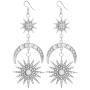 KaFu Exaggerated Luxury Sun Moon Stars Drop Earrings Rhinestone Punk Earrings for Women Jewelry Golden Boho Vintage Statement Earrings