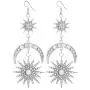 KaFu Exaggerated Luxury Sun Moon Stars Drop Earrings Rhinestone Punk Earrings for Women Jewelry Golden Boho Vintage Statement Earrings