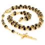 LIFETIME JEWELRY Rosary Necklace Black Crystal Prayer Beads 24K Real Gold Plated