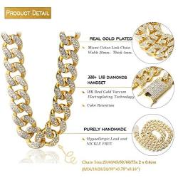 Halukakah Gold Chain for Men Iced Out,20MM Mens Gold Chain Miami 18k Real Gold Plated/Platinum White Gold Finish Choker Necklace Bracelet,Full Cz Diamond Cut Prong Set,Gift for Him