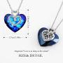 Alantyer Austrian Blue Crystal I Love You Forever Double Heart Princess Pendant Necklace 14K White Gold Plated Chain Necklace for Women Girls Silver Romantic Jewelry Gift 18