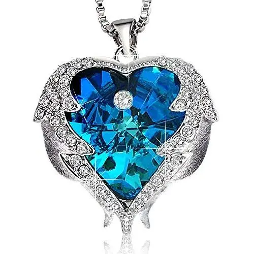 Gold Plated Angel Wing Heart Swarovski Crystal Necklace Nova & Co