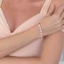 Mariell 14K Rose Gold Plated Pear-Shaped Halo Cubic Zirconia Bridal Tennis Bracelet Wedding Jewelry