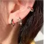 Double Cross Small Hoop Earrings for Women Girls Men Sterling Silver Cubic Zirconia Tiny Cross Dangle Helix Stud Huggie Hoops Fashion Hypoallergenic Jewelry Birthday Christmas Prayer Gift