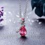 CDE Swarovski Necklace Flower Pendant Pink Crystals Women Jewelry Necklaces