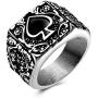 JAJAFOOK Mens Stainless Steel Ring, Poker Spade Ace, Vintage Biker Rings, Black Silver Size 6 7 8 9
