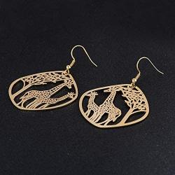 Giraffe Resting Under the Tree Drop Earring - Christmas Gift Jewelry
