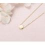 Carleen SOLID REAL 14K Yellow/Rose Gold Tiny Dot 6mm Round Small Cute Simple Coin Necklace Pendant Minimalist Dainty Everyday Fine Jewelry for Women Girls Teens, 16+2 Extender Gold Chain