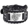 MRSXXNTY Viking Bracelet Wolf Head Vintage Nordic Rune Vintage Gothic Bracelet for Celtic Pagan Jewelry Braided Leather Bracelet