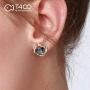 T400 925 Sterling Silver Blue Butterfly Crystal Pendant Necklace Dangling Stud Earrings Jewelry Set Birthday Gift for Women Girls
