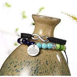 RINHOO 2pc Chakras Bracelet Reiki Healing Balancing Beads and Infinity Inspirational Cuff Bracelet