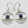 SilverStarJewel Real Lapis Lazuli Dangle Earrings 1.5'' 3.9 Grams 925 Solid Silver