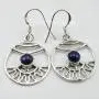 SilverStarJewel Real Lapis Lazuli Dangle Earrings 1.5'' 3.9 Grams 925 Solid Silver