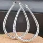 Fashion Women Gold Hoop Earrings, Elegant Stud Dangle Earring Wedding Jewelry Gift(Silver)