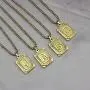Joycuff 18K Gold Filled Initial Capital Letter Pendant Necklace Square Alphabet Rectangle Medallion Personalized Handmade Stainless Steel Simple Jewelry Gifts for Women Men Teenagers Best Friends