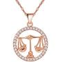 Uloveido Rose Gold Cubic Zirconia 12 Zodiac Constellation Pendant Necklace Birthday Gift N1047