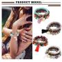 Thunaraz 4 Sets Bohemian Stretch Beaded Bracelets for Women Multilayer Stackable Bracelets Strand Bangles