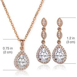 A+O Bridesmaid Earrings, Teardrop Cubic Zirconia Crystal Earrings in Silver, Gold, Rose Gold