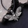 HAQUIL Skull Jewelry Alloy Skull Deaths-Head Hawkmoth Pendant Necklace with Leather Cord for Women and Girls, 19.8''