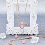 3 Pieces Jewelry Set Cat Necklace Pink Opal Pendant Rhinestone Jewelry Bracelet Set Earring Stud for Teen Girls and Women
