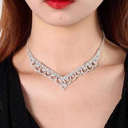 Campsis Wedding Bridal Necklace Set Crystal Rhineaton Necklace Earring Jewelry for Women and Girls