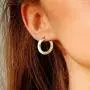 FANCIME Half Open Hoop Stud Earrings Triple Thin/Thick Tube High Polished Hoop Earrings 14K Yellow/White Gold Plated Fashion Statement Jewelry Gift for Women Teens Girls Mom
