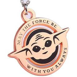 MYPRINTON Baby Yoda Hard Enamel Pendent Necklace 1.38'' The Child Character Inspired Gift Idea Matte Copper