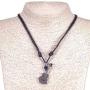 BlueRica Guitar Pendant on Adjustable Black Rope Cord Necklace (Chrome Finish)