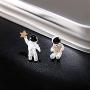Cute Cartoon Asymmetrical Astronaut Stud Earrings Novelty Space Earrings Spaceman Star Earing Fashion Jewelry for Women Girls