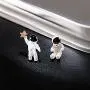 Cute Cartoon Asymmetrical Astronaut Stud Earrings Novelty Space Earrings Spaceman Star Earing Fashion Jewelry for Women Girls