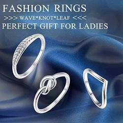 Adramata 3 Pcs Stainless Steel Engagement Wave Ring for Women Cute Thumb Band Rings Set