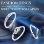 Adramata 3 Pcs Stainless Steel Engagement Wave Ring for Women Cute Thumb Band Rings Set