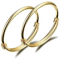 Children Jewelry 18k Gold Plated Bangle Bracelet for Toddlers Gift Safe Easy Adjustable 4.7'' - 5.9''