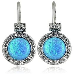 Stera Jewelry Choice of Gemstone 925 Sterling Silver Round Earrings with Ornate Floral Design