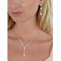 Mariell 14K Rose Gold Plated Cubic Zirconia Wedding Necklace & Earrings Bridal Jewelry Set for Brides