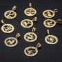 Hermah Gold Plated Zodiac Sign Pendant Necklace for Women Men Leo AriesConstellation Horoscope Pendant Stainless Steel Box Link Chain 22inch