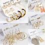 Hanpabum Fashion Jewelry Set for Women Layered Necklace with Hoop Dangle Tassel Leather Earring Lotus Ear Jacket