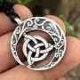 Celtic Knot Jewelry Crescent Moon Triquetra Pagan Magic Wicca Witchcraft Pewter Mens Womens Pendant Necklace Lucky Charm Protection Amulet Wealth Talisman Medallion for men women w Adjustable Cord