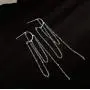 Silver Long Chain Tassel Dangle Earring for Women Girls Minimalist Ear Line Threader Chain Hoop Earring Jewelry