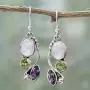 NOVICA Peridot Amethyst Rainbow Moonstone .925 Sterling Silver Dangle Earrings, Natural Glamour NOVICA Peridot Amethyst Rainbow Moonstone .925 Sterling Silver Dangle Earrings, Natural Glamour