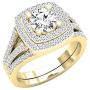 Dazzlingrock Collection 2.70 Carat (ctw) 10K Gold Round Cubic Zirconia Ladies Halo Bridal Engagement Ring Set