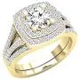 Dazzlingrock Collection 2.70 Carat (ctw) 10K Gold Round Cubic Zirconia Ladies Halo Bridal Engagement Ring Set
