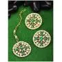 Aheli Wedding Wear Faux Kundan Beaded Round Earrings with Maang Tikka Set Ethnic Indian Jewelry for Women
