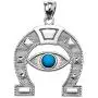 Elegant Sterling Silver Blue Stone Evil Eye Protection Horse Shoe Good Luck Pendant Necklace Elegant Sterling Silver Blue Stone Evil Eye Protection Horse Shoe Good Luck Pendant Necklace