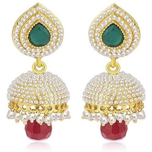 Crunchy Fashion Traditional Indian Bollywood Jewelry Golden plated Jhumki/Jhumka Earrings for Women & Girls