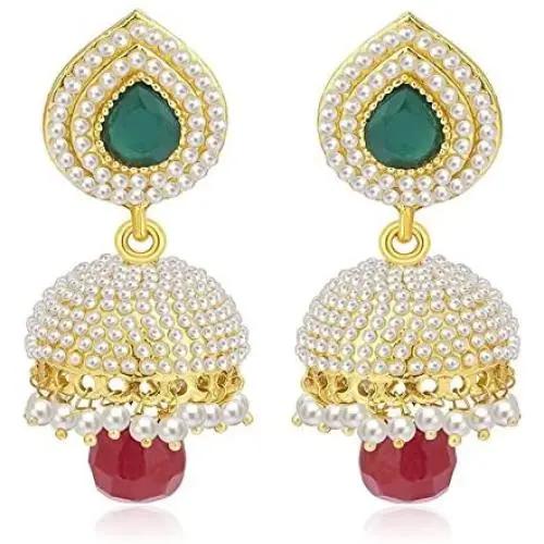 Crunchy Fashion Traditional Indian Bollywood Jewelry Golden plated Jhumki/Jhumka Earrings for Women & Girls Crunchy Fashion Traditional Indian Bollywood Jewelry Golden plated Jhumki/Jhumka Earrings for Women & Girls