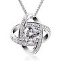 B.Catcher Silver Necklace Womens 925 Silver Cubic Zirconia Pendant Gemini Necklace