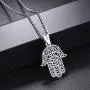 Hamsa Hand Necklace,925 Sterling Silver Pendant Jewelry for Women Men,Sacred Vintage Hand of Fatima Evil Eye Pendant with Fine Jewelry Gift Womens Path of Symbols Success Friendship Lotus Charm